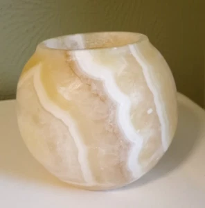 Egypt Egyptian Alabaster Marbled Tea Light Candle Votive Holders 5" (58A) - Picture 1 of 5