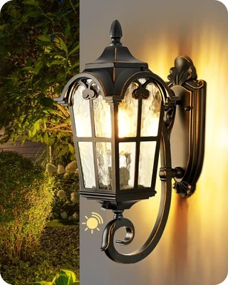 EDISHINE Porch Light Dusk to Dawn Outdoor Exterior Wall Light Sconce Lantern - Image 1 of 4