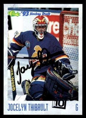 1993 Classic '93 Hockey Draft #10 Jocelyn Thibault Signed Autograph (no COA) - Image 1 of 2