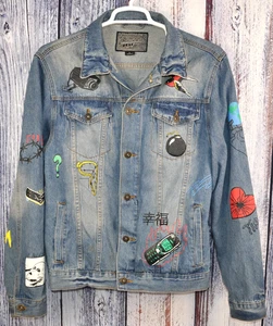 Vintage Art Graffiti NO CAP Denim Jean Jacket Men's Large Brooklyn Cloth - Picture 1 of 10