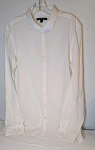 John Varvatos Shirt Mens M Button Up Down White preppy Casual Adult Nerd Core - Picture 1 of 13