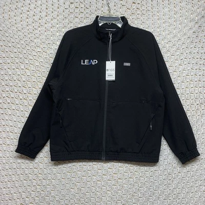 FIGS Technical Sydney Scrub Jacket Women Sz M  Black Full Zip Leap Embroidery - Image 1 of 4