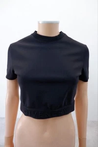 Givenchy Damen Cropped Gym Stretch Top T-Shirt Größe M Medium Schwarz Logo  - Bild 1 von 9