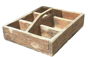 Caja de herramientas primitiva hecha a mano carrito portador de madera dividido granja rústica 1900 - Imagen 1 de 8