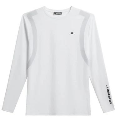 J. LINDEBERG ELION MEN'S LONG SLEEVE TEE MEDIUM WHITE GOLF NEW NWT - Image 1 of 4