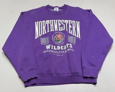 Vintage ‘96 Northwestern University Rose Bowl Stadium Baggy Purple Sweatshirt: L - Image 1 of 4