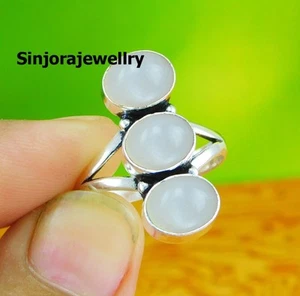 Anello con pietre preziose in selenite argento sterling 925 fatto a mano... - Foto 1 di 4