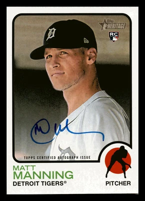 Matt Manning RC 2022 Topps Heritage Real One Auto Blue Ink #ROA-MMG Rookie Mint - Image 1 of 2