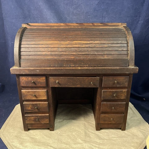 Vintage Antique Roll Top Desk for Large Doll - Hand Made Cover