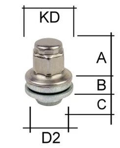 Radmutter M12 x 1,5 x 40 mm Flachbund geschlossen mit Schaft SW19 - Picture 1 of 1