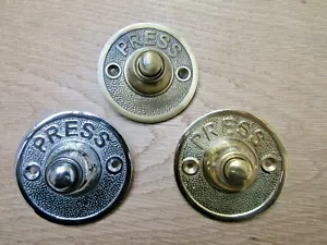 SOLID BRASS OLD VINTAGE VICTORIAN RETRO FRONT DOOR BELL PUSH DOOR - Picture 1 of 4