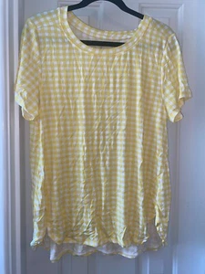 CUDDL DUDS Software w/ Stretch Crew Neck Top YELLOW GINGHAM sz LARGE - Picture 1 of 2