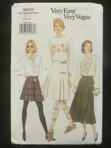 VOGUE PATTERN - 9072 LADIES MOCK WRAP SKIRT A-LINE PLEATS 3 LENGTHS 8-12 USED - Picture 1 of 2
