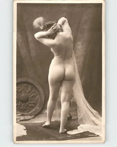 Französische Erotik Akt Frau Original 20er Jahre RPPC Silberdruck Foto - Bild 1 von 2