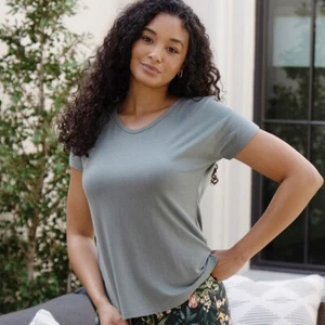 Dolman de bambú con cuello en V para mujer - Salvia vintage - Pequeño - Imagen 1 de 2