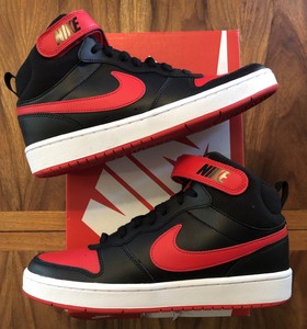 nike court borough mid red and black