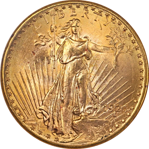 1923-D Saint-Gaudens Gold $20 CAC Sticker NGC MS66 Superb Eye Appeal Cover