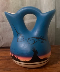Vintage - Vaso da sposa firmato ~ ceramica indiana nativi americani 5+" - Foto 1 di 4