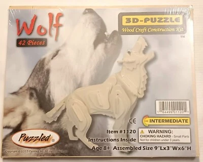 Puzzled Wolf 3D Puzzle Madera Artesanal Construcción Kit 42 Piezas Edades 8+  Foto 1 de 2