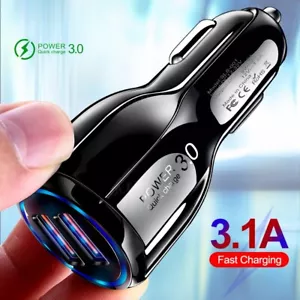 Fast USB Car Charger Dual 12v Car Cigarette Lighter Socket Adapter Charging Plug - Picture 1 of 9