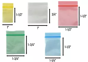 Apple Mini Zip Resealable Bags 100ct. Packs New Mix and Match Sizes and Colors - Picture 1 of 8