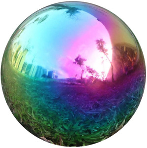 Rainbow Home Garden Gazing Globe Mirror Balls Polished Stainless Steel New
