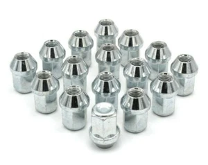 16x M12 x 1.5, 19mm Hex, Tapered Seat, Closed Wheel Nuts (Silver) Ford Fiesta - Picture 1 of 3