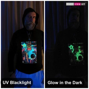 HERREN KAPUZEN T-SHIRT UV-Blacklight Glow-In-The-Dark Psychedelic Psy Goa Trance Club - Bild 1 von 13
