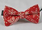 Youth Teenage Red and White Snowflake Xmas Christmas Bow tie Fits 7-14 Years Old