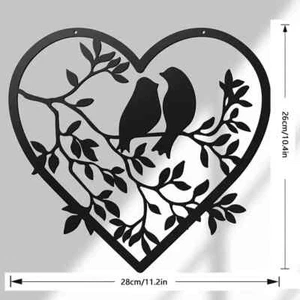 Metal Bird Wall Art Decor Birds On A Branch Wall Decor in Heart - Picture 1 of 1