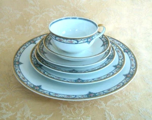 6Pcs THEODORE HAVILAND LIMOGES Dinner Place Setting ~ Pink Roses W/ Gold Gilt - Picture 1 of 12