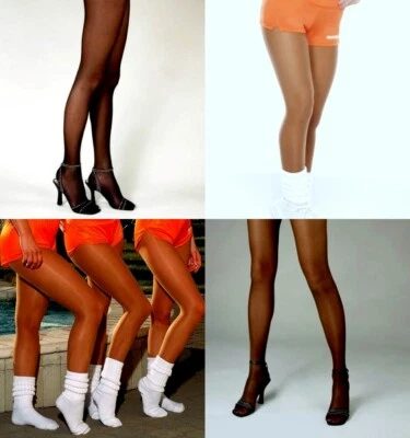 2 C long=D TAMARA 1 Blk 1 Suntan Pantyhose Hooters Uniform Nylon Spandex Hosiery - Image 1 of 4