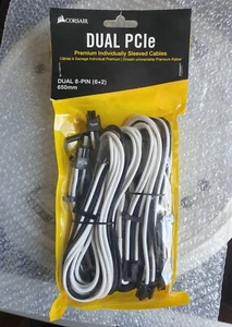CORSAIR Premium Individually Sleeved Split 6+2 PCIe cable Type 4 Gen 4 white NEW - Photo 1/8