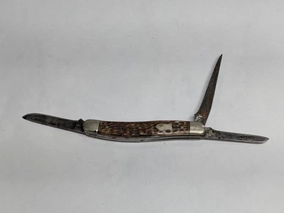 Faca vintage Schrade Walden N.Y EUA #895 Bone Stockman 3 lâminas - Imagem 1 de 4