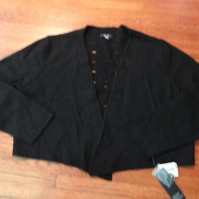 NUEVO CON ETIQUETAS Alfani Mujer Negro Suéter Cárdigan Chaqueta Recorte XXL 2XL Punk Foto 1 de 4