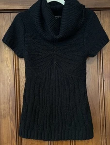 Suéter grande BCBG MAXAZRIA negro cuello capucha manga corta para mujer - Imagen 1 de 17