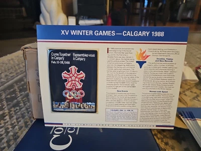 XV JUEGOS OLÍMPICOS DE INVIERNO Calgary 1988 PARCHE COLECCIONABLE Y TARJETA INFORMATIVA Foto 1 de 2