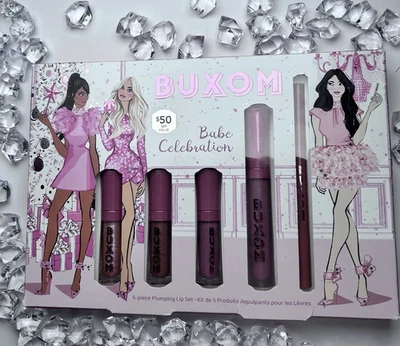 Buxom Babe Celebration Lip Gloss & Lip Liner Kit ~ 5 Piece Gift Set ~2 Full Size - Image 1 of 4