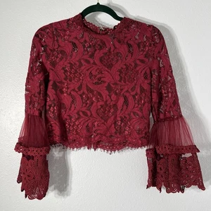 Camisa Lovesong Mujer L Rojo Encaje Vampiro Romántico Bruja Victoriano Capricho - Imagen 1 de 11