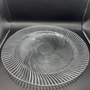 Pasabahce Platter Clear Glass Swirl Round Made in Turkey 13” Modern Classic - Imagen 1 de 8
