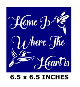 HOME IS WHERE THE HEART IS HUMMINGBIRD VINYL DECAL FOR 8" GLASS CRAFT BLOCK - Picture 1 of 1