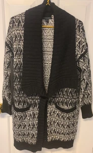 Cynthia Rowley schwarz Wolle Alpaka Cardigan Pullover Jacke Mantel Medium Taschen - Bild 1 von 10