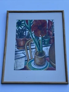 Matene Rachotes Cain Painting Mid Century Modern Listed Still Life Floral Home - Picture 1 of 17