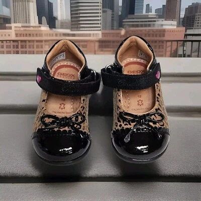 Geox Respira девочек ясельного возраста размер 3 туфли гепард печать Мэри Джейн каждый день праздник - Изображение 1 из 4