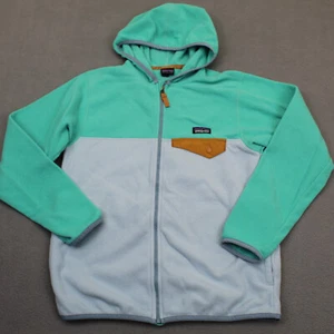 Patagonia Jacket Kids Large 12 Blue Micro D Snap-T Fleece Full Zip Hoodie Youth - Picture 1 of 13