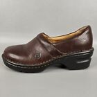 Born Womens Wedge Heel Slip On Clog Comfort Shoes Round Toe Leather Brown Size 6