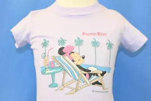 vtg 80s DISNEY MINNIE MOUSE PUERTO RICO BEACH PALM TREE t-shirt YOUTH SMALL S - Picture 1 of 5