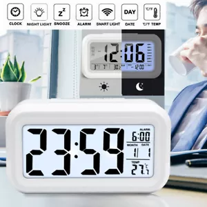Led Alarm Clock Digital Display Snooze Bedside Clock Temperature Day /Night Mode - Picture 1 of 28