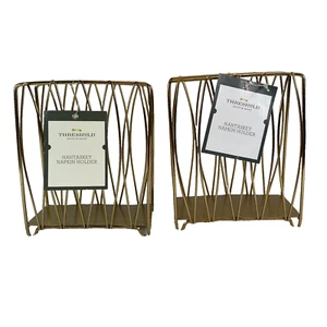 Soporte para servilletas de alambre de hierro dorado umbral - PAQUETE DE 2 - ART DECO ¡SE VE MUY BONITO!! - Imagen 1 de 6