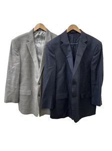 Lot (2) Jos A Bank Size 48 R Blazer Navy Blue Tailored Fit 100% Wool - Picture 1 of 19